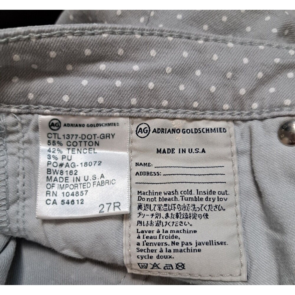 AG Adriano Goldschmied Gray The Stevie Polka Dot Slim Straight Leg Jeans Size 27 - Picture 6 of 13